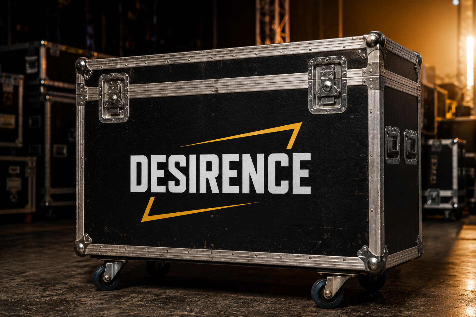 DESIRENCE Logo auf einem Roadcase